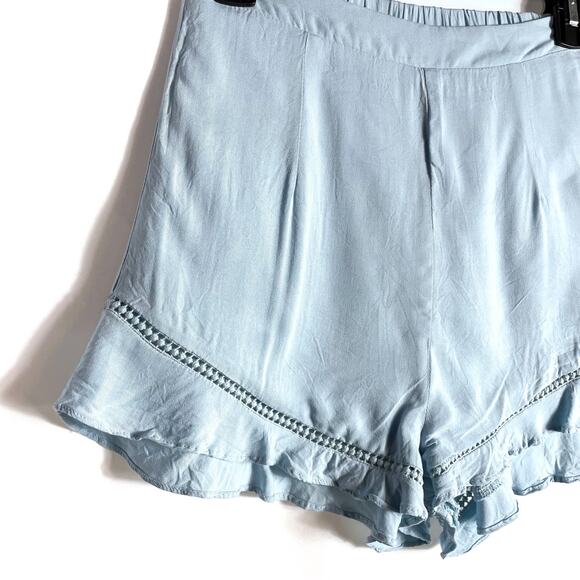 Superdown Tabitha Ruffle Shorts Set Light Blue 2 pc Bralette Sleeveless Sz XS - Picture 7 of 12